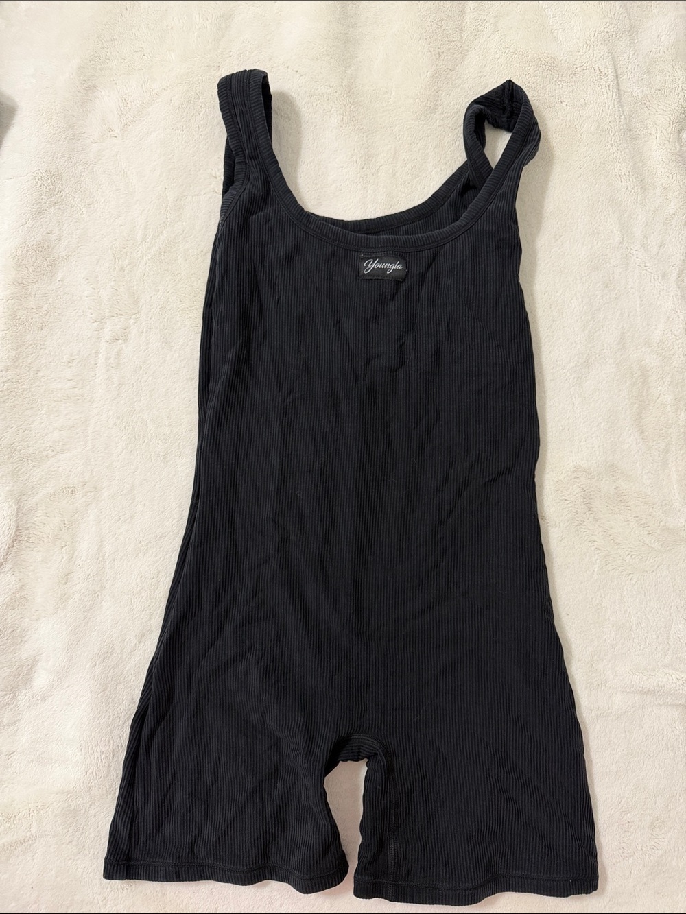 YoungLA Black Ribbed Kids One-Piece